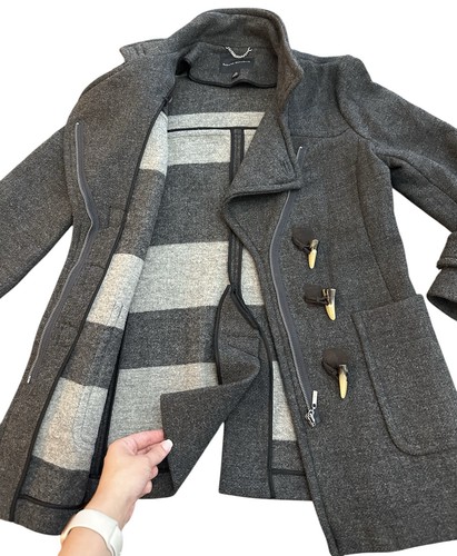 Banana Republic Wollmischung Knebelmantel Damen mittelgrau Kreuzreißverschluss - Bild 2 von 8