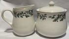 Crofton Christmas Holly & Berries Holiday Dishes Sugar Bowl W/ Lid & Creamer
