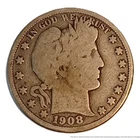 1908 D Barber Half Dollar United States Silver Coin
