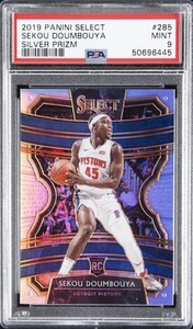 2019 PANINI SELECT SILVER PRIZM #285 SEKOU DOUMBOUYA PSA 9