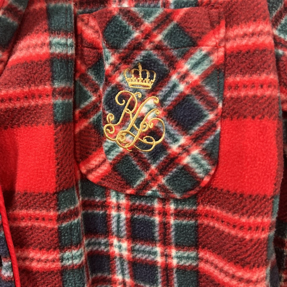 Lauren Ralph Lauren Red Blue  Plaid Fleece Pajama Set Embroidered Logo Sz:Small - Image 3 of 4