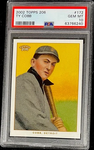 2002 TOPPS TY COBB HOF PSA 10 (206 AMERICAN BASEBALL) *RARE* ((HIGHEST GRADED))