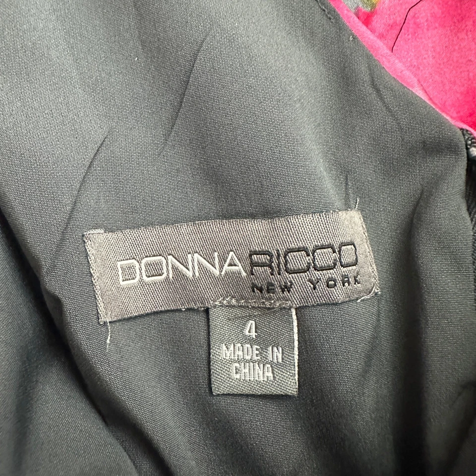 Vestido Vaina Donna Ricco Mujer Mezcla Seda Talla 4 Floral Oscuro Dinero Antiguo Romántico Foto 3 de 4