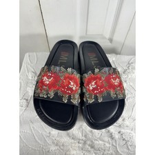Melissa MLSA Adorn Slide Sandals Black Floral Beaded Embellished Women's 8