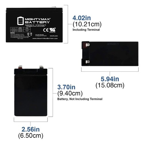 Mighty Max 12V 9Ah SLA Battery Replacement for Razor Dirt Quad Mini-ATV - 2 Pack - Picture 2 of 6