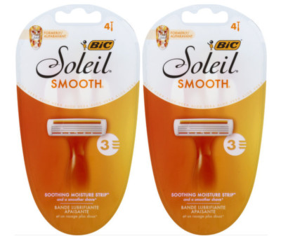Bic Soleil Smooth Triple Blade 4 Sensitive Skin Women's Razors-Lot of 2=8 Razors
