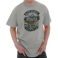 Distressed Route 66 Main Street of America Womens or Mens Crewneck T Shirt Tee