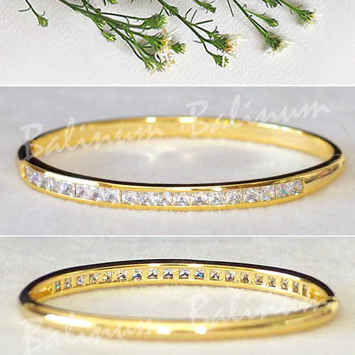 Bangle 24K Gold/White Gold Plated CZ Thai Art Luxury Jewelry Women Bracelet Cuff - Picture 3 of 36