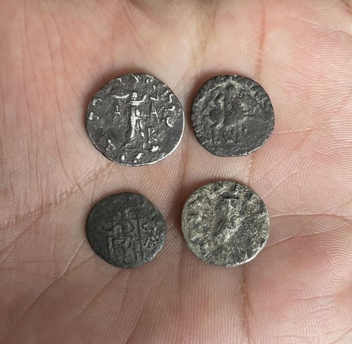BAKTRIA, INDO GREEK KINGDOM LOT OF 4 COINS. AR DRACHMS - Picture 4 of 6