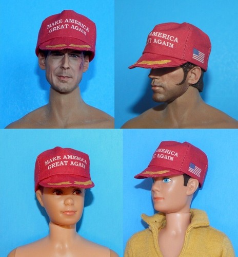 1:6 RED MAGA Hat Baseball Cap Doll Ken *Barbie* Midge * Phicen Head Sculpts - Picture 1 of 11