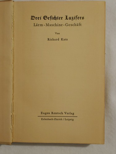 1934-Drei Gesichter Luzifers, Hardcover von Richard Katz - 1935 signiert als shwn - Bild 11 von 17