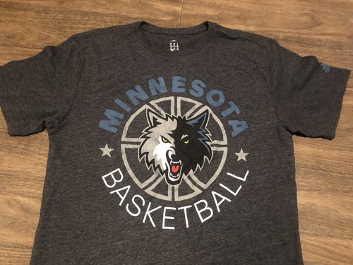 Minnesota Timberwolves NBA adidas Late 90s Style Retro Medium Gray T Shirt - Picture 1 of 8