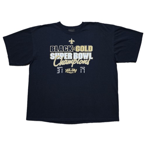 Rare New Orleans Saints Super Bowl Champions T-Shirt Mens XL Reebok Black