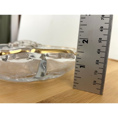 VTG Cambridge Divided Handled Relish Glass Dish Wildflower Clear Gold Trim - Picture 5 of 10