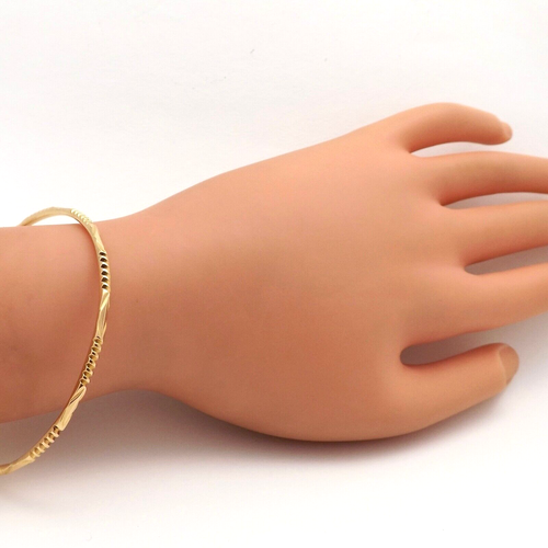 Solid Marked 22k Gold India Bangle Bracelet Handmade Slip On Stackable 7in New - Picture 9 of 9