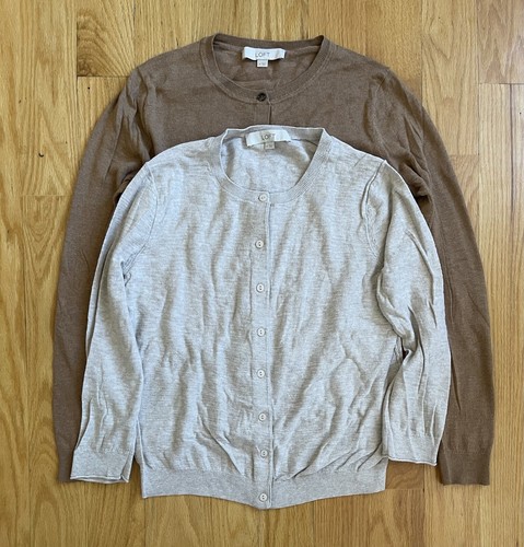 Ann Taylor Loft Cardigan Sweater Sz. Medium Ivory/Brown Button Up (Lot of 2 pcs) - Bild 5 von 9