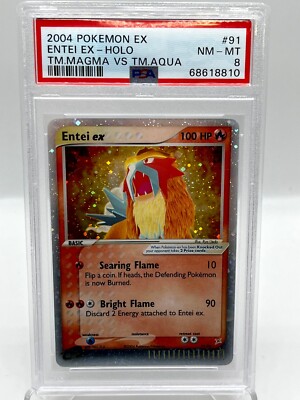 エンテイ ENTEI-HOLO PSA8 Entei Reverse Holo Pokemon 3 Movie Promo #34 2 SWIRLS PSA 8