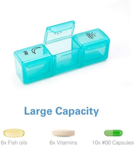 BUG HULL Pill Organizer 3 Times a Day, Large Weekly Box Morning Noon...  - Picture 3 of 8