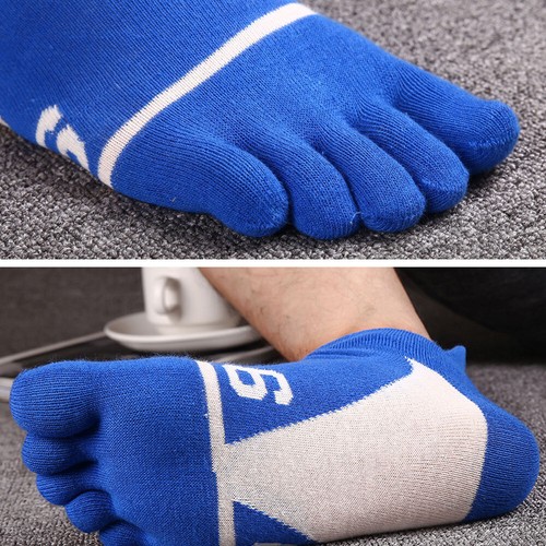 5 Paar Herren Fünf-Finger-Zehensocken Baumwolle Knöchel Freizeit Sport tief geschnitten atmen - Bild 13 von 14