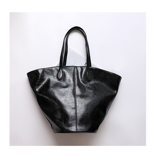 Große glänzende weiche gewachste Tragetasche aus echtem Leder Handtasche Handtasche Schultertasche Shopper - Bild 12 von 19