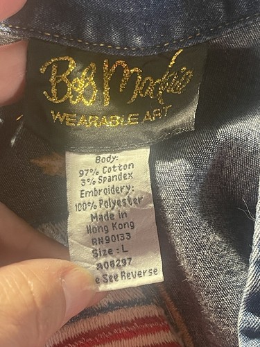 Vtg Women’s Bob Mackie Denim Embroidered Parade Full Zip Shacket Size L - Picture 10 of 13