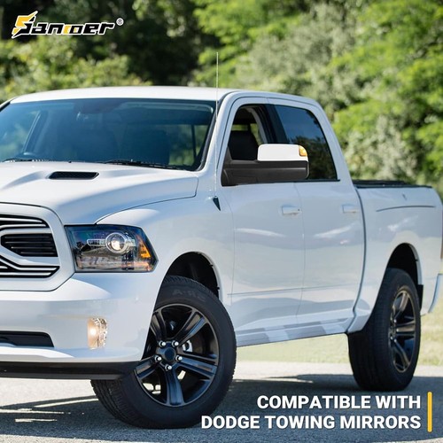 Painted White Tow Mirrors Amber Signals for 2009-2018 Dodge Ram 1500 2500 3500 - Bild 10 von 10