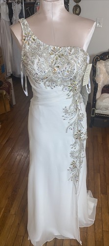 #112 Reva One Shoulder Wedding Gown!! Sexy NWT Sz 4 Free Shipping