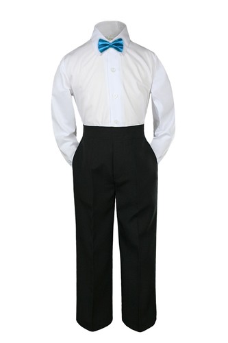 3pc Set Baby Boy Toddler Wedding Formal Bow Tie Shirt BLACK Pants Suits S-8 - Picture 43 of 48