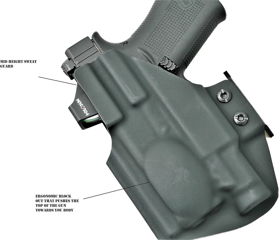 Funda Kydex con cojinete de luz IWB | Todos los modelos de armas populares | Serie Blackout IWB Foto 2 de 4