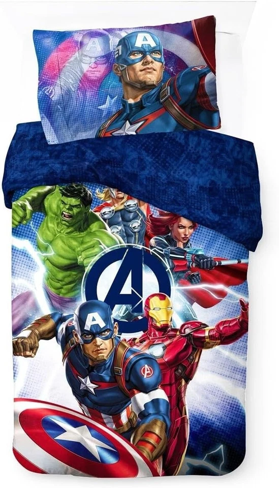 Juego de funda nórdica y funda de almohada individual reversible Disney Marvel Avengers Heroes Foto 4 de 4