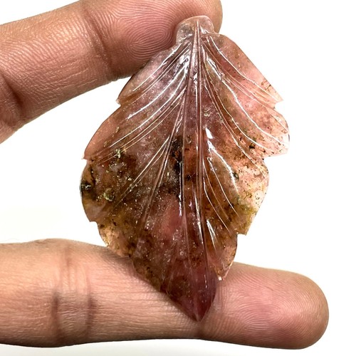104 Cts Certified Natural Carved Tourmaline Leaf 55x39mm Bi Color Loose Gemstone - Picture 2 of 14
