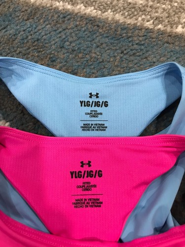 Under Armour Motion Crop Tank Top Girl's Size YLG Blue/Pink $70 NWT Lot of 2 - Picture 5 of 6