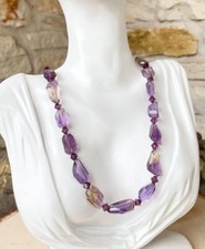Real Ametrine Necklace Handmade Purple Womens Fashion Statement Jewelry Gift