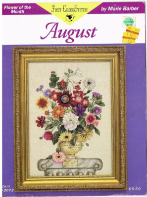 August Flower of the Month Just Cross Stitch Pattern Leaflet Vintage