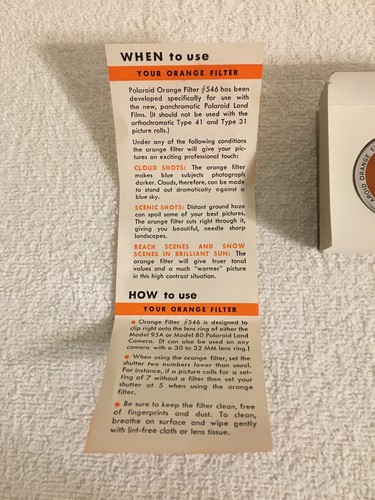 Vintage Polaroid Orange Filter Non Polarizing #546 NIB - Picture 5 of 5