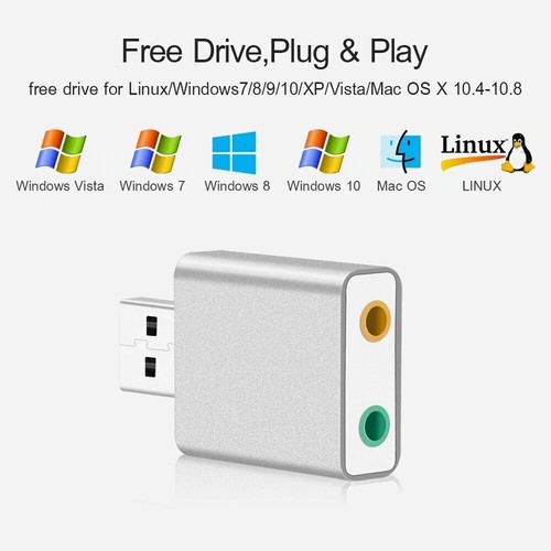 USB auf 3,5 mm Klinke Kopfhörer-Mikrofon-Adapter, externer USB-Audio Soundkarte - Photo 6/12