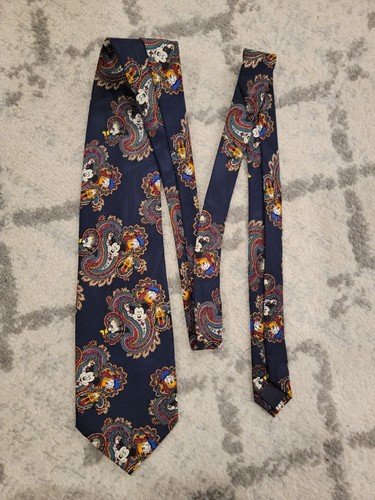 Vintage Disney Men's Tie 61"L Multicolor Paisley Mickey Donald Duck Goofy 90s - Picture 3 of 6