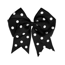 7.5 Inch Polka Dot Hair Bow with Tails Grosgrain Ribbon Hair Clip
