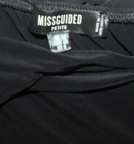 Misguided Petite Women's Solid Black Ruched Sides Double Lined Cami Tank Sz US 8 - Picture 4 of 4