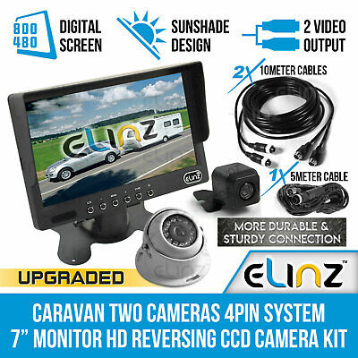 7 Monitor Caravan 2 Camera 4pin System 12v 24v Reversing Ccd Reverse Camera Kit 686494501188 Ebay