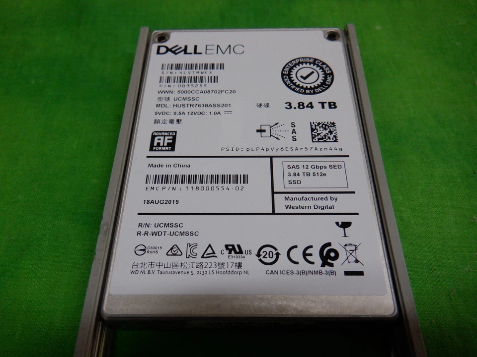 Dell EMC 3.84TB 2.5" SAS 12Gb/s SSD with Dell GEN 12 Caddy - Image 3 of 4