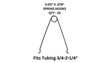 Powder Coating Hanging Spring Tube Pipe Hooks 5.00" X 0.76 HD Wire (25 Count)