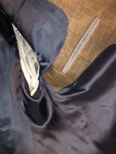 Jack victor Tan / bamboo men’s 46 long sports jacket unique Italian silk - Picture 6 of 10