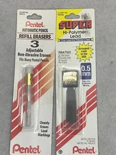 Mixed Lot Mechanical Pencil Lead Refills HB 0.7 Mm and Erasers
