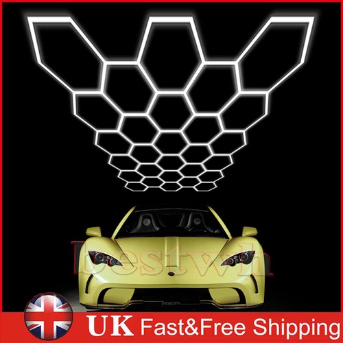 28 Grid Hexagon LED Lighting Car Detail Home Garage Workshop Retail No Border UK - Picture 8 of 20