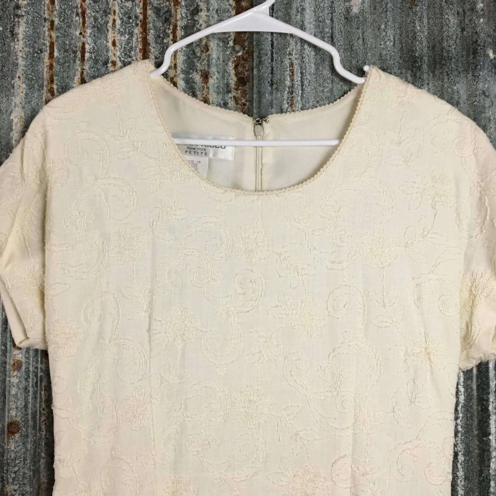 OFF WHITE Abito donna Ricco 10 tubino ricamato vita bassa bianco sporco Molly Ringwa