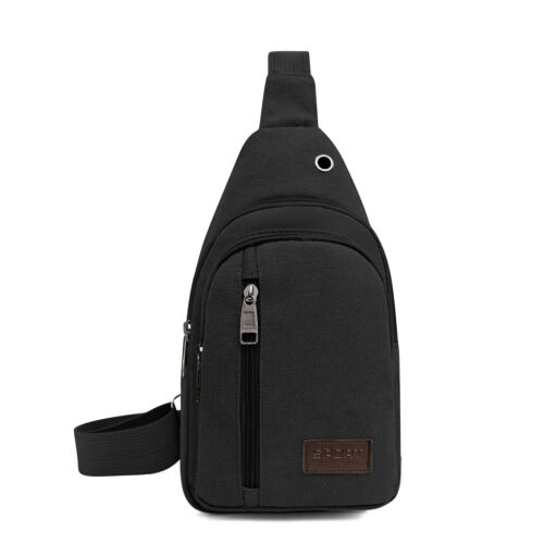 Men's Causal Sports Canvas Sling Bag Chest Shoulder Fanny Pack Cross Body Pouch - Picture 34 of 57