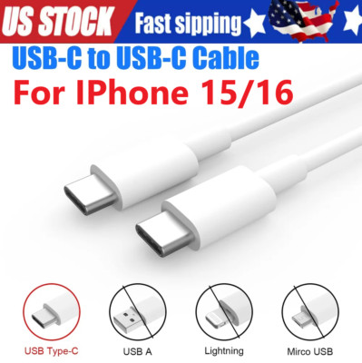 IPhone 16 15 Pro Max USB-C to USB-C Cable Fast Charger lot Type C Charging Cord