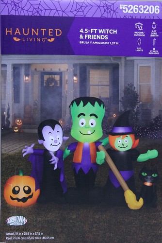 Gemmy Halloween 4.8 ft Witch w/Friends Monster Vampire Cat Pumpkin Inflatable - Bild 2 von 2