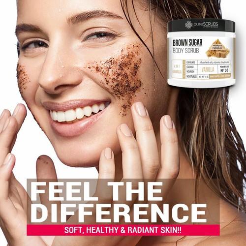 pureSCRUBS Vanille Braun Zucker Gesicht & Körper Peeling + GRATIS Löffel, Luffa & Seife - Bild 5 von 8